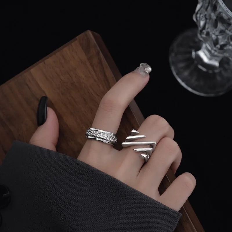 925 Sterling Silver Geometric Ring — BF CLUB Fashion Handmade Ring for Women, Party & Christmas Gift