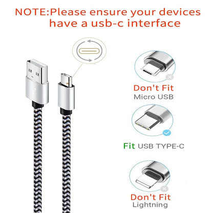 USB Type-C 2.4A Fast Charging Cable – Nylon Braided Data & Power Charger Wire for Huawei, Samsung & USB-C Compatible Devices