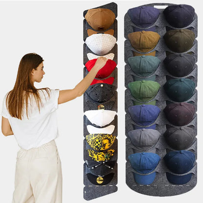 Felt Hat Storage Rack - Wall-Mounted Cap Holder, Baseball Peaked Cap Organizer, Travel Bag Clip, Closet Organizador
