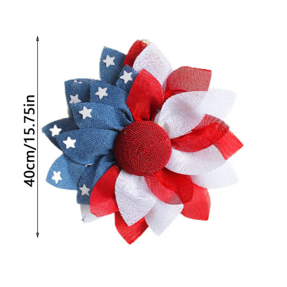Independence Day Wreath – American Flag Red White Blue Star Door Hanging Garland for 4th of July Holiday Home Decoration