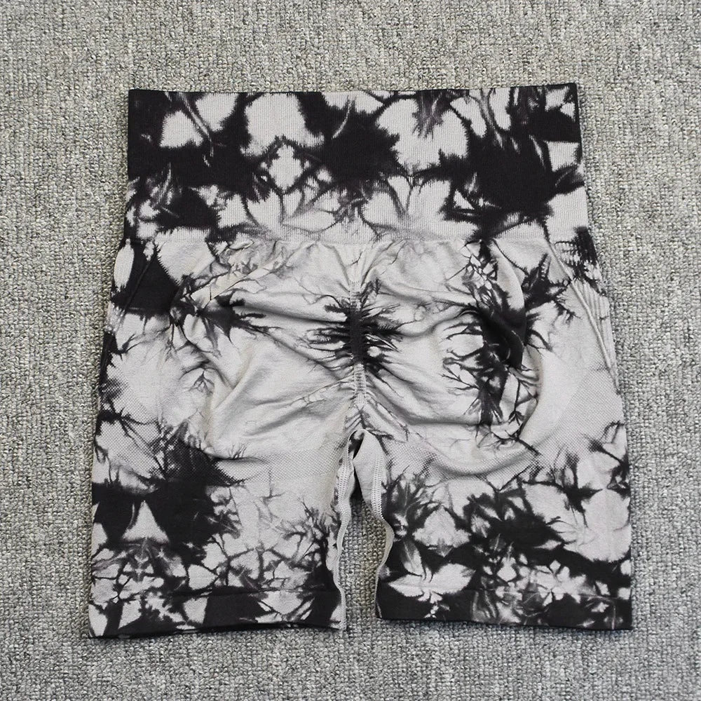 Women’s Yoga Shorts — High-Waisted Tie Dye Seamless Cycling & Running Sports Workout Gym Shorts S-XL