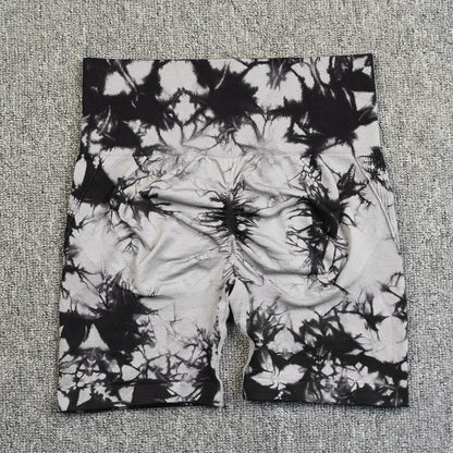 Women’s Yoga Shorts — High-Waisted Tie Dye Seamless Cycling & Running Sports Workout Gym Shorts S-XL