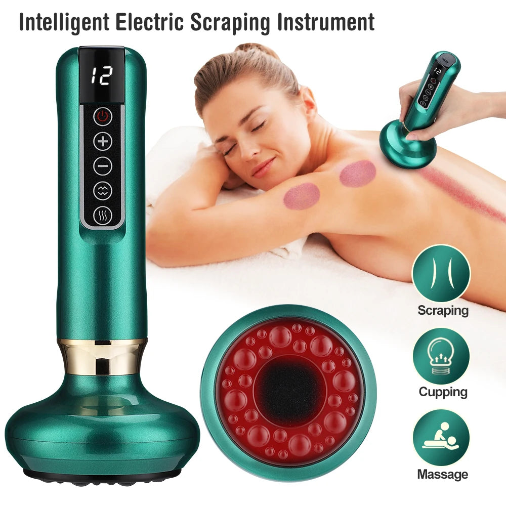12/6 Levels Intelligent Vacuum Cupping Massager – Negative Pressure Heating Wireless Scraping Apparatus for Meridian Relaxation