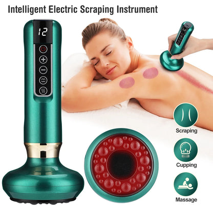 12/6 Levels Intelligent Vacuum Cupping Massager – Negative Pressure Heating Wireless Scraping Apparatus for Meridian Relaxation