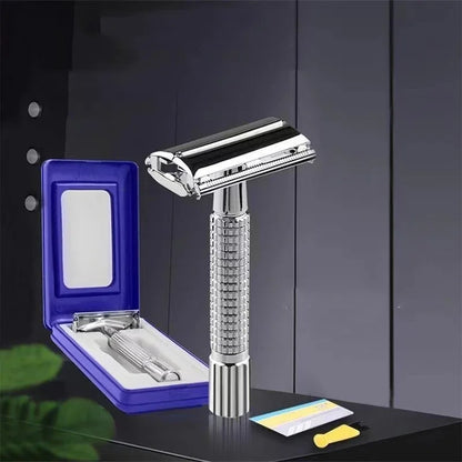 Men's Folding Shaving Razor – Stainless Steel Straight Razor with Blade Holder for Facial Hair, Barber Shaving Tool