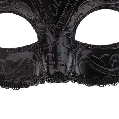 Black Lace Half Face Fox Mask – Venetian Masquerade Eye Mask with Tiara for Carnival & Party Wear