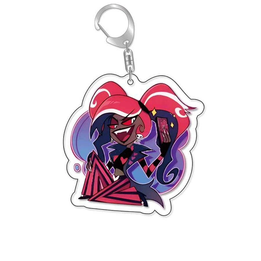 Anime Acrylic Keychain – Vaggie & Alastor Y2K Cartoon Pendant for Bags, Keys & Gifts