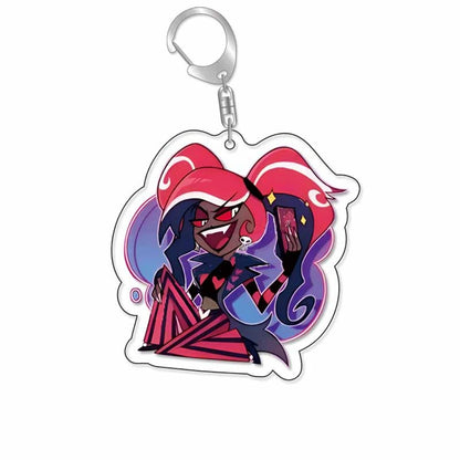 Anime Acrylic Keychain – Vaggie & Alastor Y2K Cartoon Pendant for Bags, Keys & Gifts
