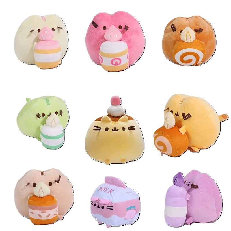 Pusheen Kawaii Cat Plush Toy - Cute Donut, Unicorn, Ice Cream, Pizza, and Cake Stuffed Animal for Gifts and Room Decor