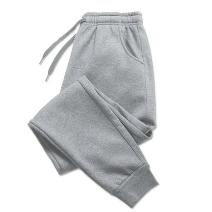 Men's Casual Fleece Sweatpants – Autumn/Winter Jogger Pants, Solid Color, Running, Gym & Workout Trousers