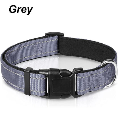 Reflective Dog Collar – Soft Neoprene Padded Nylon, Adjustable & Sturdy for Medium and Large Dogs