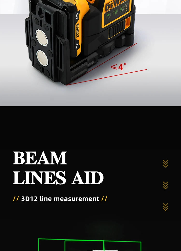 Dewalt DW089LG Laser Level – 12-Line 360° Vertical Laser with 12V Lithium Battery for Outdoor Use