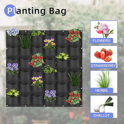 Wall Hanging Planting Bag – Multi-Pocket Vertical Garden Planter for Vegetables, Flowers, and Bonsai