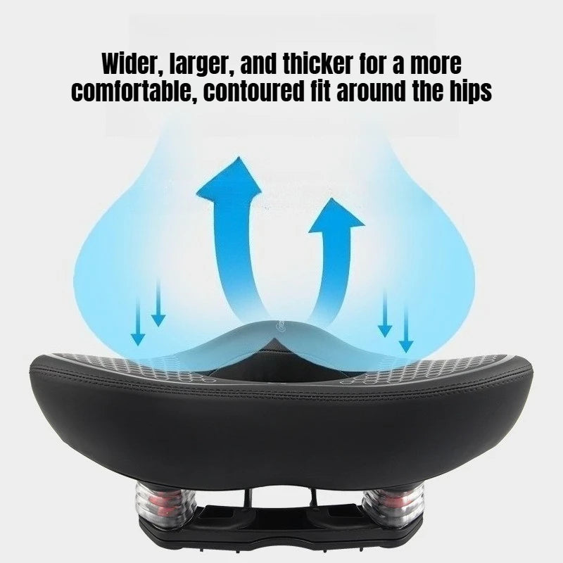 Bicycle Saddle Cushion - Wide Thick Shock-Absorbing Comfortable Seat for MTB, Touring & E-Bikes