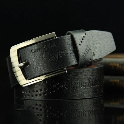 Men's Ratchet Leather Belt – Adjustable Strap with Free Buckle Replacement for Cowboy Style