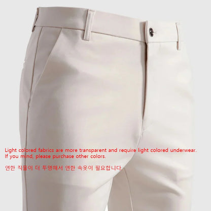 Men's Summer Fashion Suit Pants – Thin Business Casual Elastic Straight Leg Formal Trousers | Plus Size 28-42