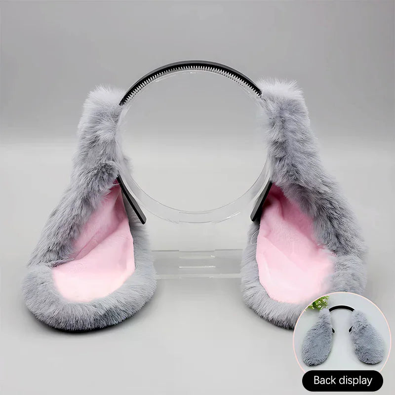 Cute Bunny Ears Headband - Plush Rabbit Hair Hoop Cosplay Accessory for Adults & Parties