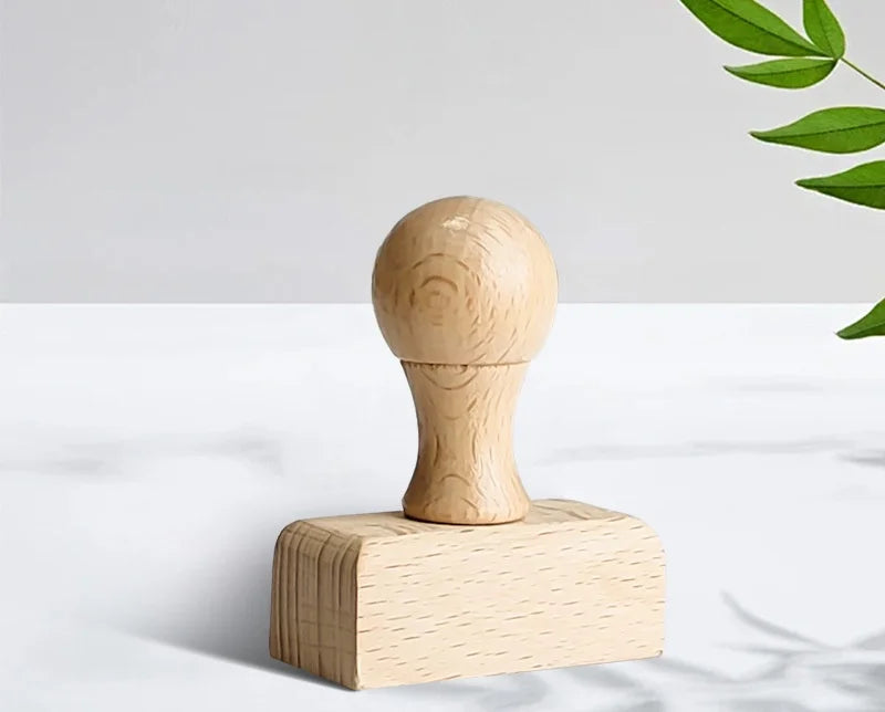 Custom Wooden Logo Stamp – Personalized Self-Inking Rubber Stamp for Wedding, Party, Packaging, Company Name & Address