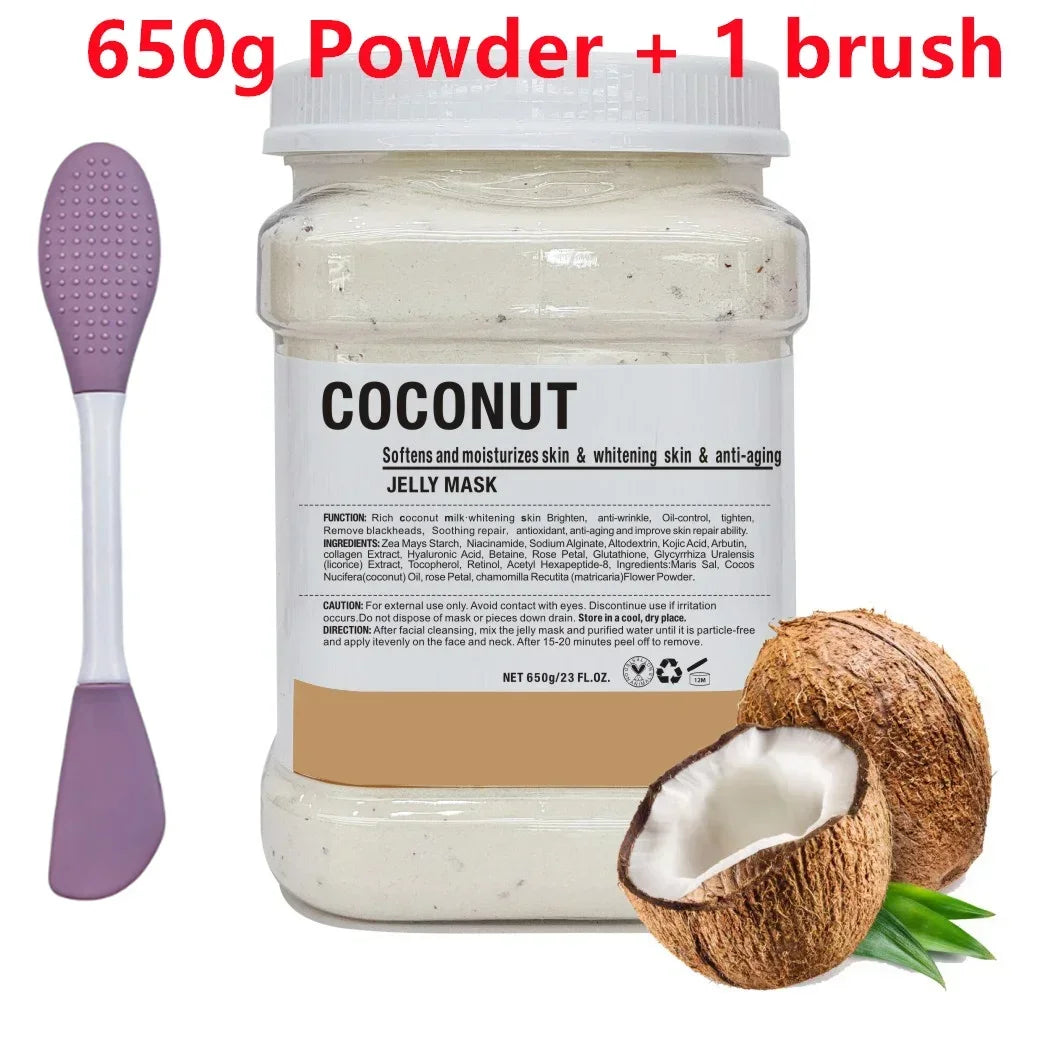650g Chamomile Hyaluronic Acid Jelly Mask – Rose Moisturizing Facial Powder with Silicone Brush for Skin Elasticity