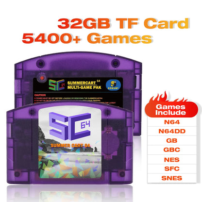 EPICJOY SummerCart 64 – 32GB Open Source N64 Game Card for Nintendo 64 Console, 5400+ Games & 64DD Support