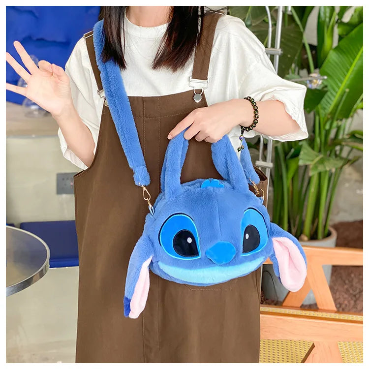 Disney Lilo & Stitch Plush Messenger Bag – Kawaii Anime Handbag for Girls, Stuffed Cartoon Plushie Soft Bag for Kids