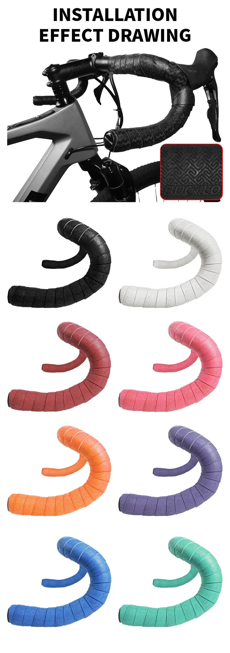 BUCKLOS Bicycle Handlebar Tape – Anti-Slip Waterproof Road Bike Bar Wrap for Cycling Accessories