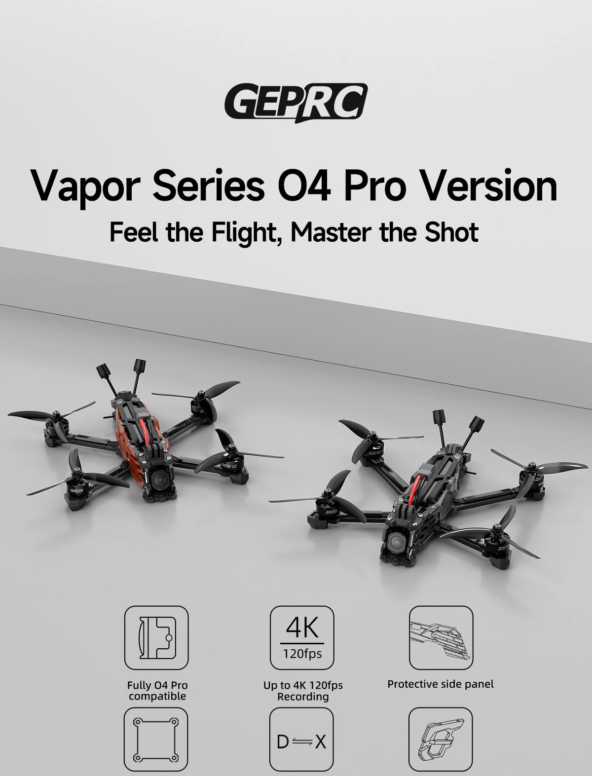 GEPRC Vapor-X5 D5 HD FPV Drone 5" – 4K 120fps Recording, O4 Air Unit, 2207E 1960KV Motor, Freestyle Quadcopter