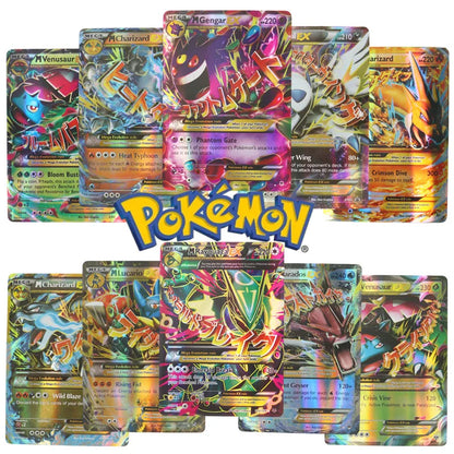 60/100PCS English Pokémon Shining Trading Cards Set – MEGA GX VMAX VSTAR EX Collection Cards for Kids Gift & Play