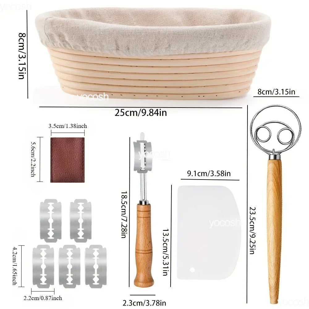 Professional Baking Kit – 24oz Sourdough Starter Jar, Pastry Mat, Scraper, Bread Knife & Gloves for Home DIY Baking