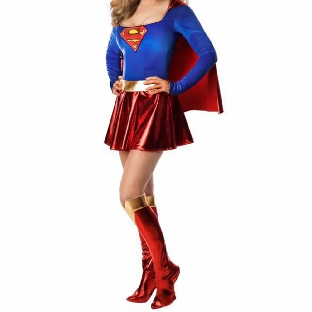 Women’s Supergirl Superhero Costume – Fancy Dress Outfit for Party & Halloween