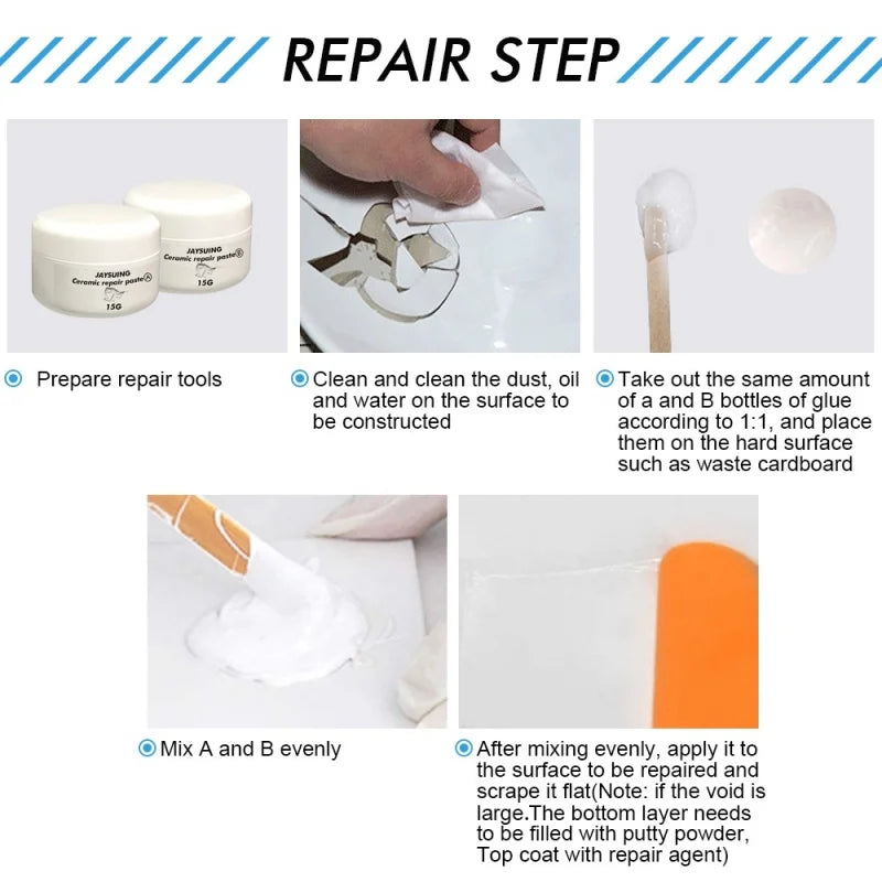 Ceramic Repair Agent – Strong Waterproof Sealant for Quick Repairs on Sinks, Bathtubs, Toilets, Vases, and Tiles