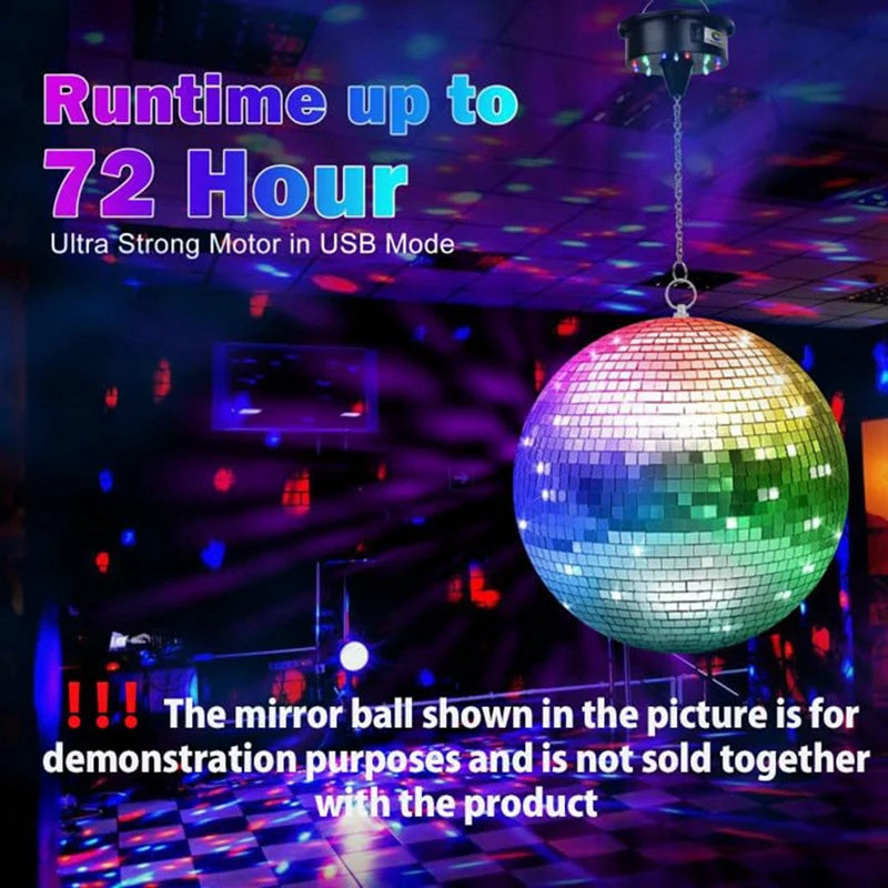 Rotating Disco Ball Motor Light - 18 LED Remote Control Mirror Ball Rotator for 12-24 Inch Disco Balls