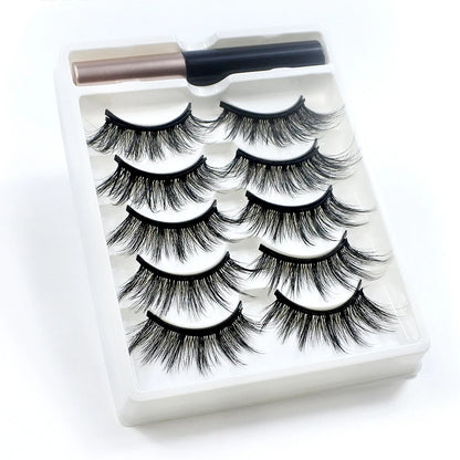 REDSIREN 5 Pairs Magnetic Eyelashes with Eyeliner – Reusable Thick Natural False Lashes