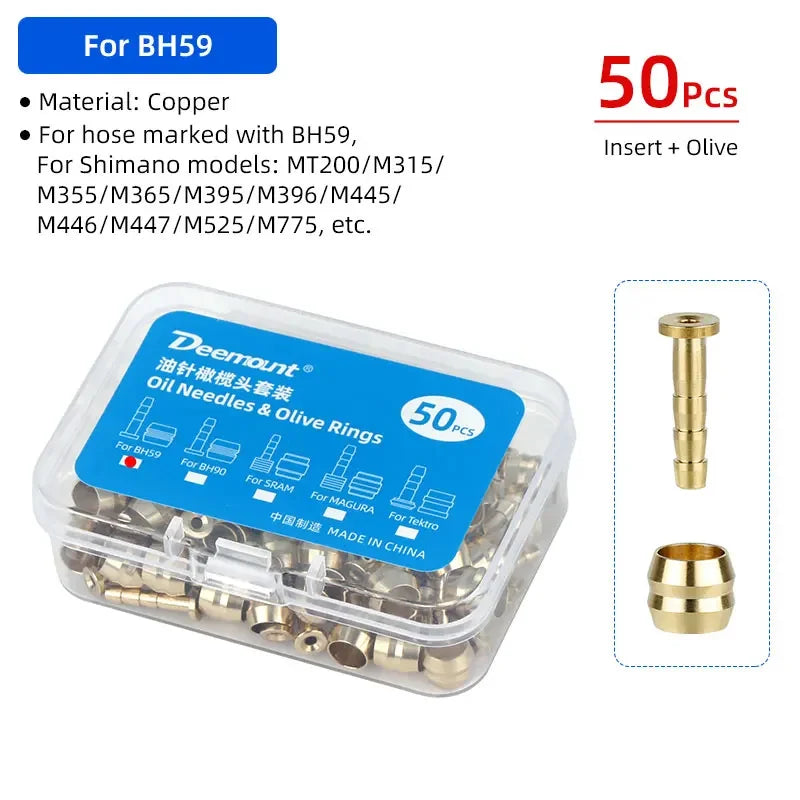 50pcs Bicycle Brake Olives & Inserts – Hydraulic Connector Replacements for SHIMANO BH90/BH59, SRAM, Magura, Tektro