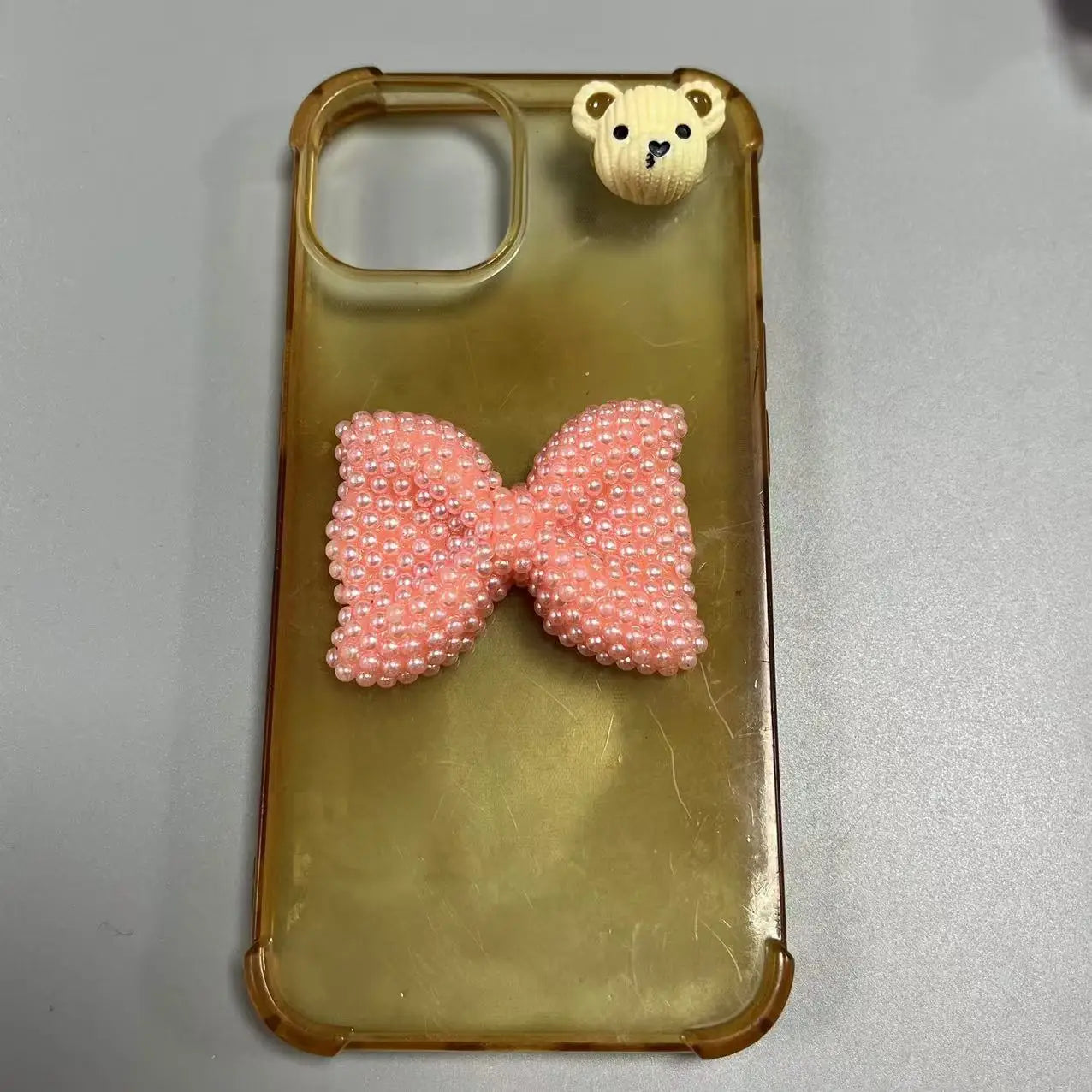 2Pcs Metal Full Diamond Bow Heart Mirror Handbag & Parfum Bottle Phone Case Decoration – Flat Back DIY Craft Accessories