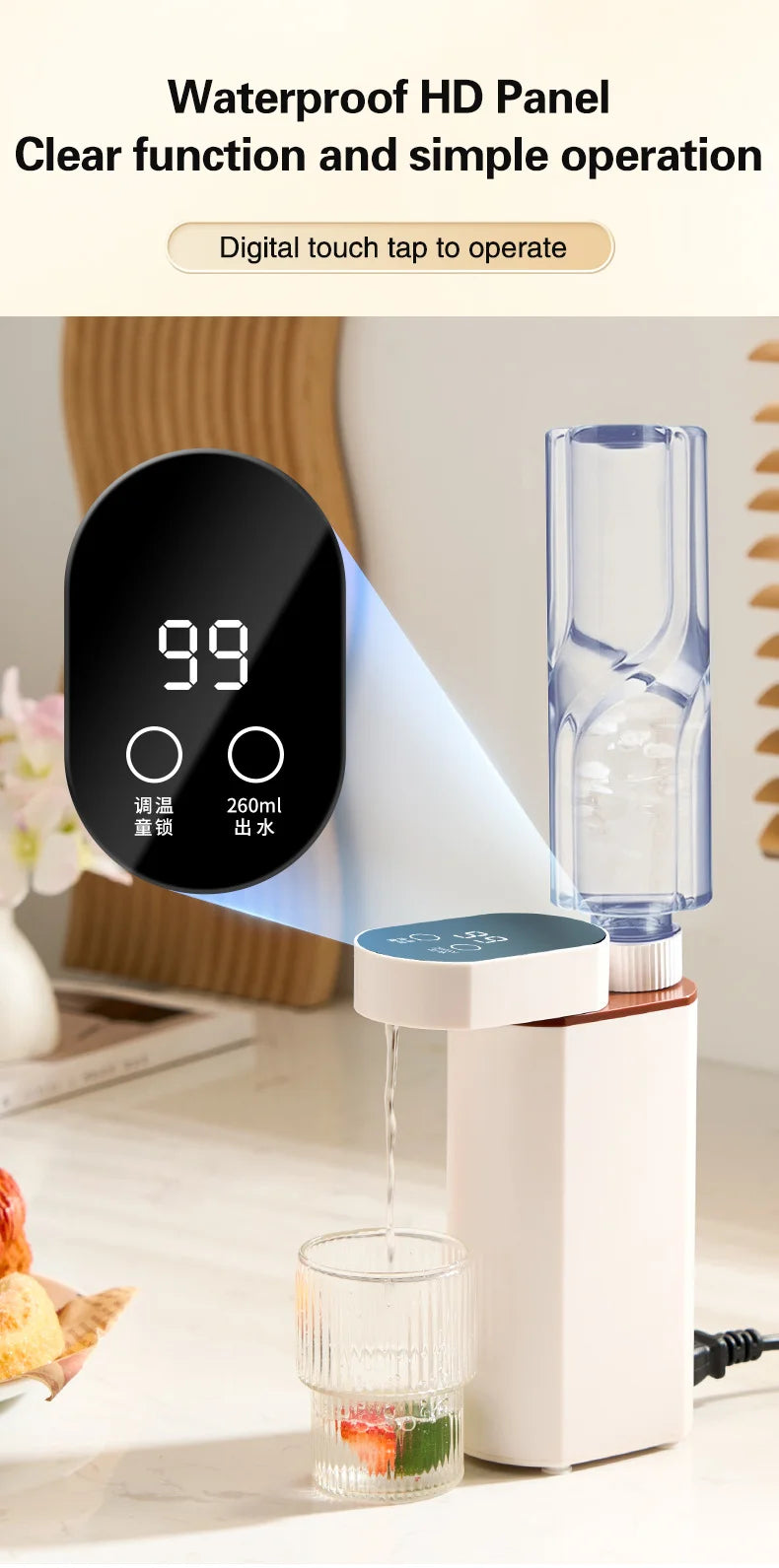 2000W Instant-Heat Water Dispenser – 3-Second Rapid Heating Portable Dispenser for Mineral & Bottled Water