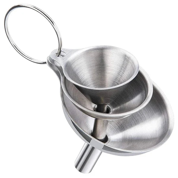 Stainless Steel Kitchen Funnel Set - Food-Grade Metal Funnels for Bottles, Spices & Oils