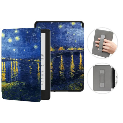 6" Kindle 11th Generation 2024 Case | PU Leather Ebook Cover with Hand Strap & Auto Wake Sleep