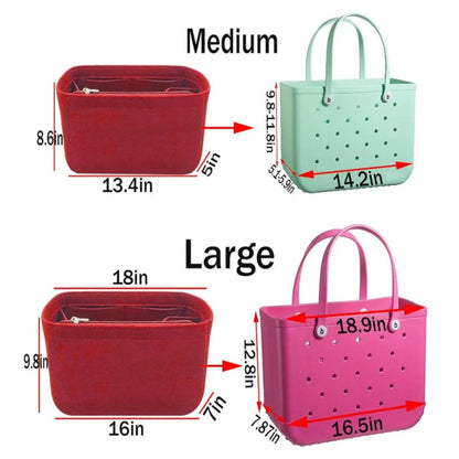 Felt Bag Organizer Insert for Bogg Bag – Large Multi-Pocket Inner Divider & Tote Shaper for Rubber Beach & Travel Bags