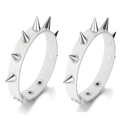 Spiked Black PU Leather Bracelet Set – Punk Rock Metal Wristband for Men, Goth Bangle Accessories