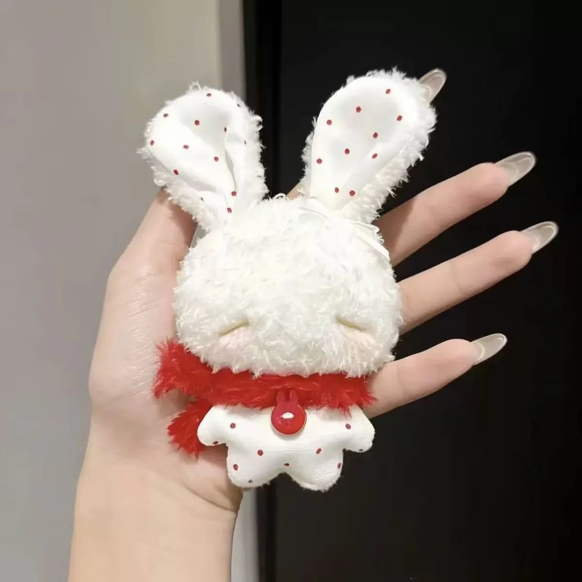 Kawaii Angel Bunny Plush Keychain - Mini Soft Rabbit Stuffed Toy Pendant