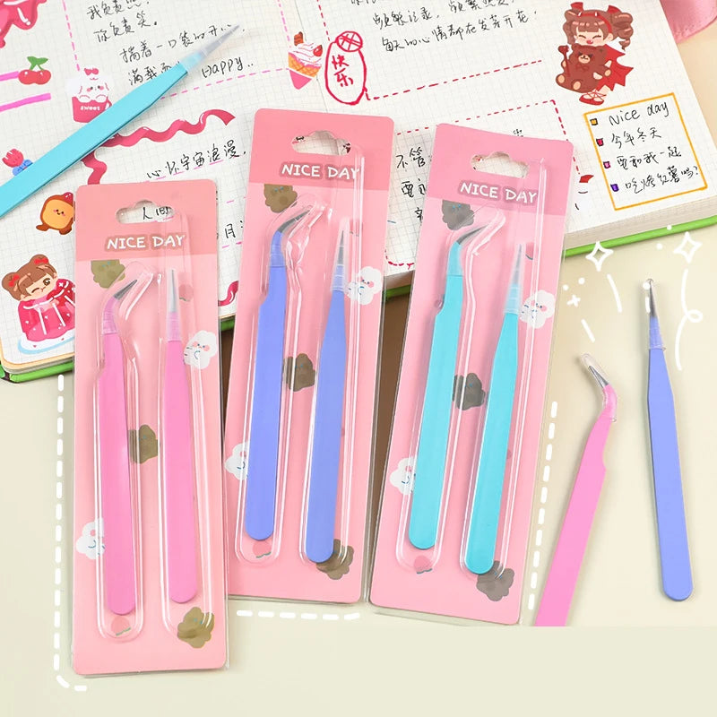 Multifunctional Tweezers Set - Angled Picking Tools & Color Clip Accessories