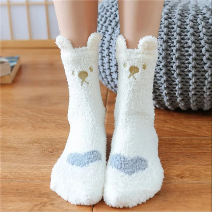 5 Pairs Happy Face Crew Socks – Cartoon Cat Cotton Mid Tube Socks, Breathable Women's Stockings & Hosiery