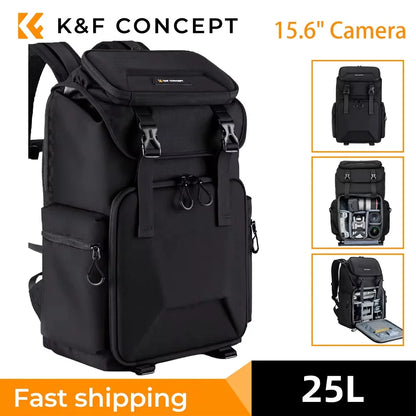 K&F CONCEPT 25L Camera Backpack – DSLR/SLR & Mirrorless Camera Bag with 15.6” Laptop Compartment for Canon, Nikon & Sony Cameras