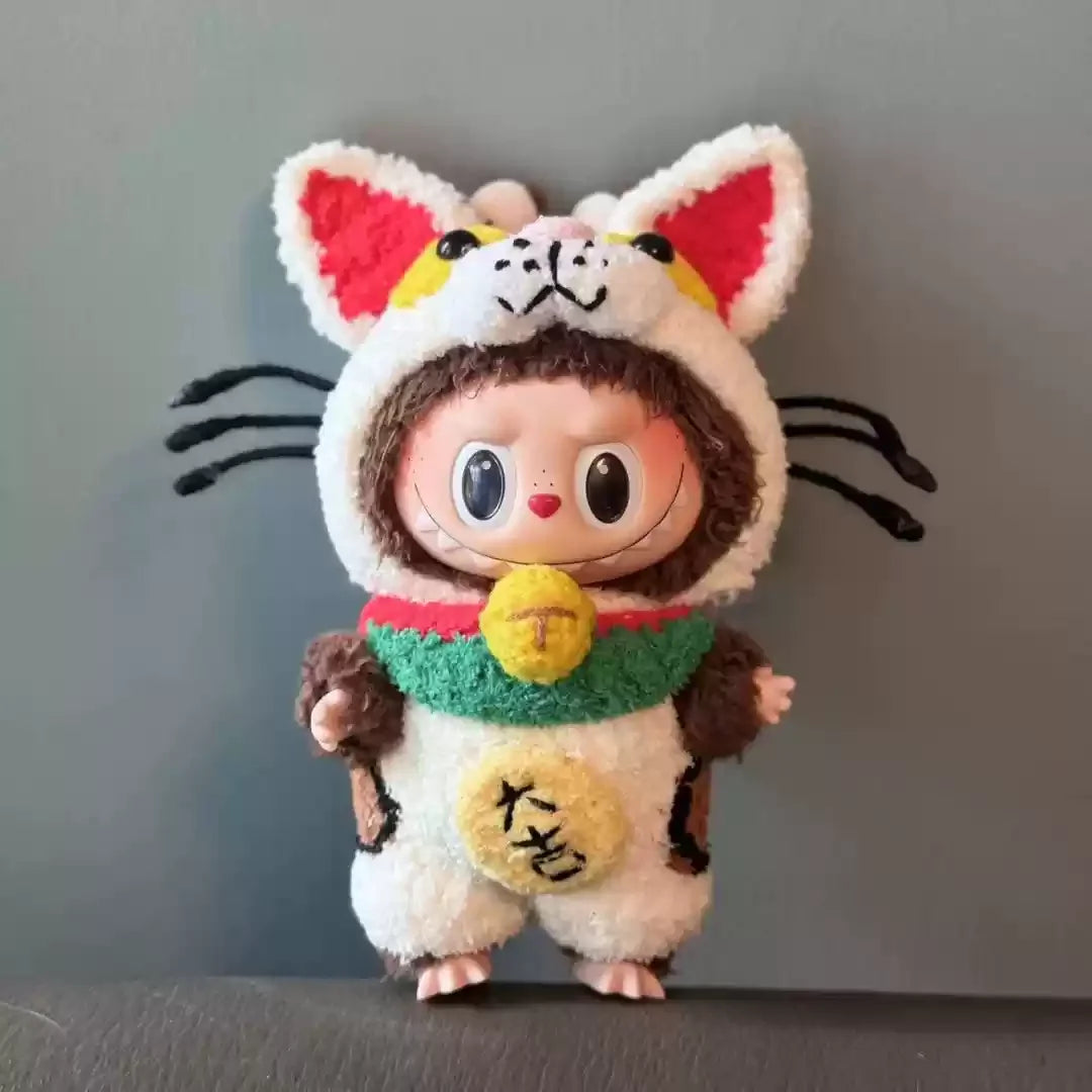 Labubu 17cm Heartbeat Macaron Monkey Toy – Stand-Up Dress-Up Jacket & Pants Suit