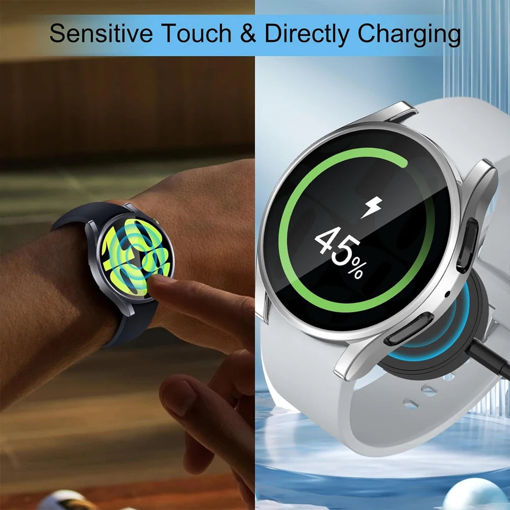 Samsung Galaxy Watch 6 Protective Case - Soft TPU Full-Cover Bumper with Screen Protector for 40mm and 44mm Models