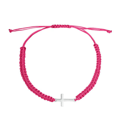 UILZ Creative Stainless Steel Cross Bracelet - Hand-Woven Adjustable Colored String, Couple Versatile Jewelry