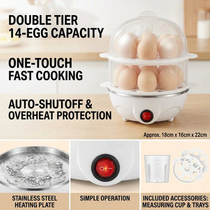 Double Layer Electric Egg Boiler – Mini Multifunctional Egg Steamer & Poacher for Breakfast Cooking