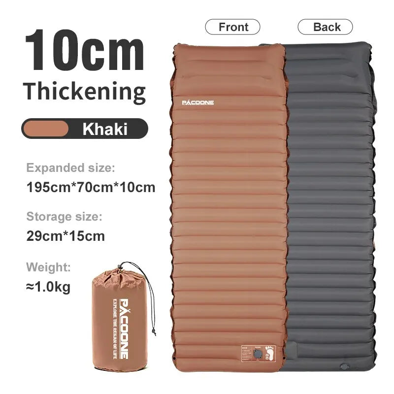 Ultralight Self-Inflating Air Mattress - Thick Splicing Sleeping Pad for Beach, Picnic, and Camping Tent