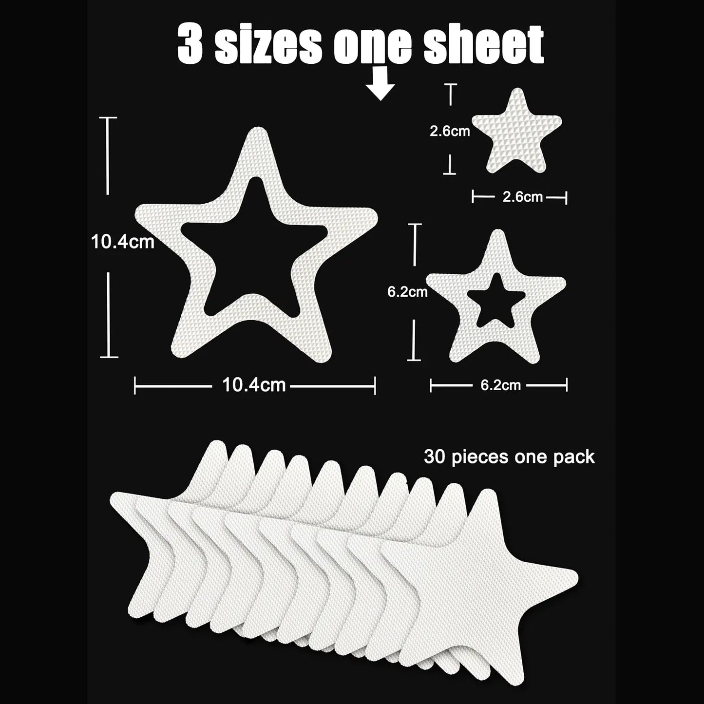10PCS Anti-Slip Shower Tread Stickers - Safety Bathtub Strips, Premium Adhesive Star & Snowflake Decals for Bathtub, Shower & Stairs